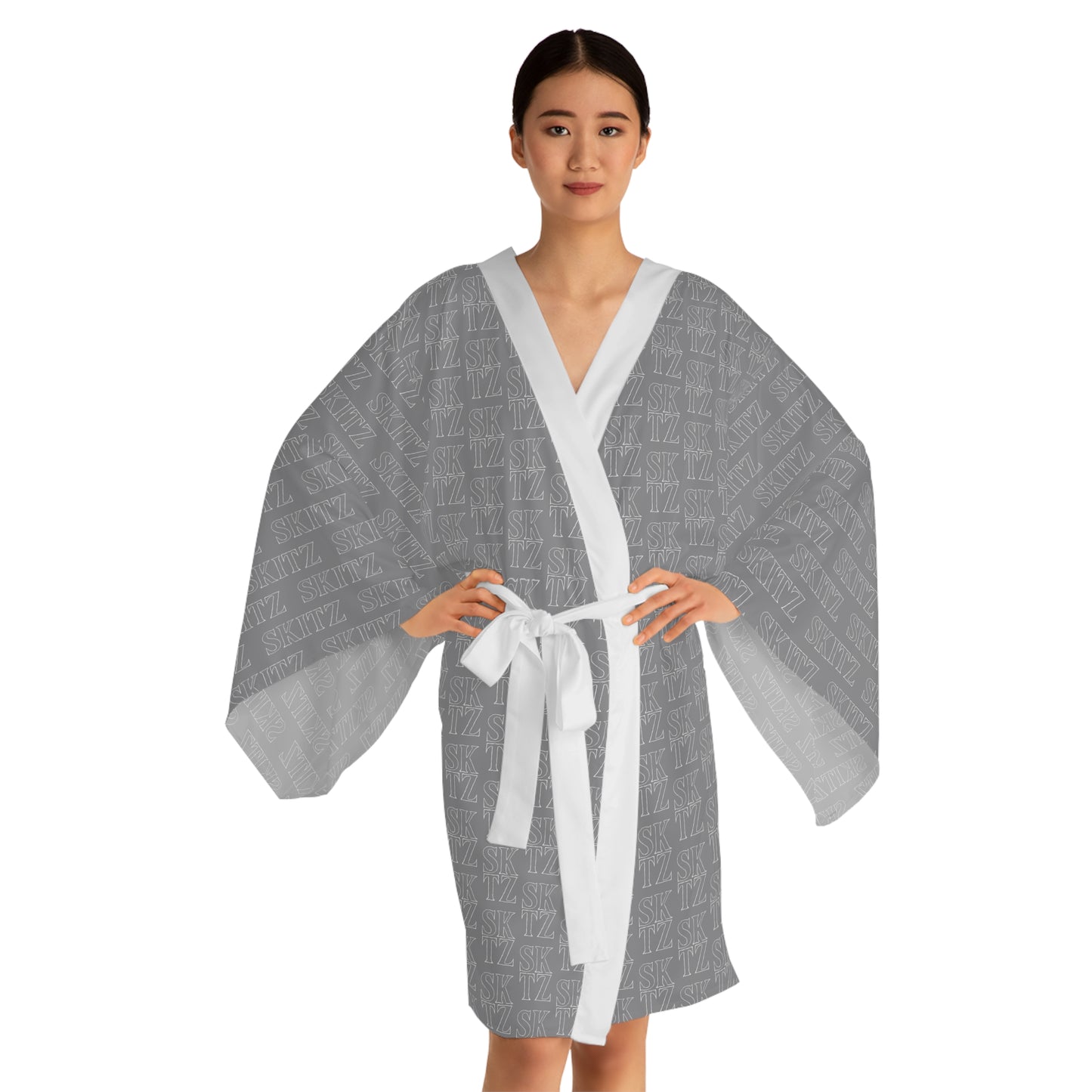 SKITZ Kimono Robe - Silver/White