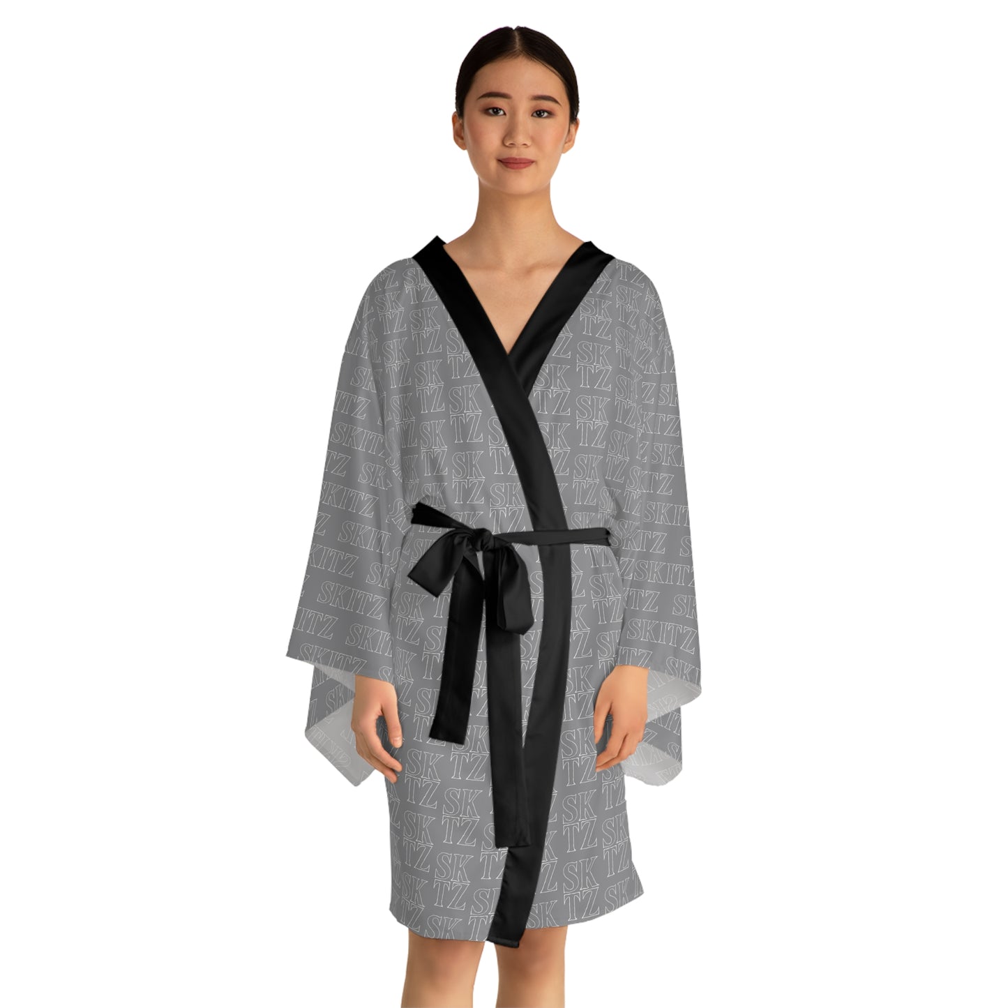SKITZ Kimono Robe - Silver/White