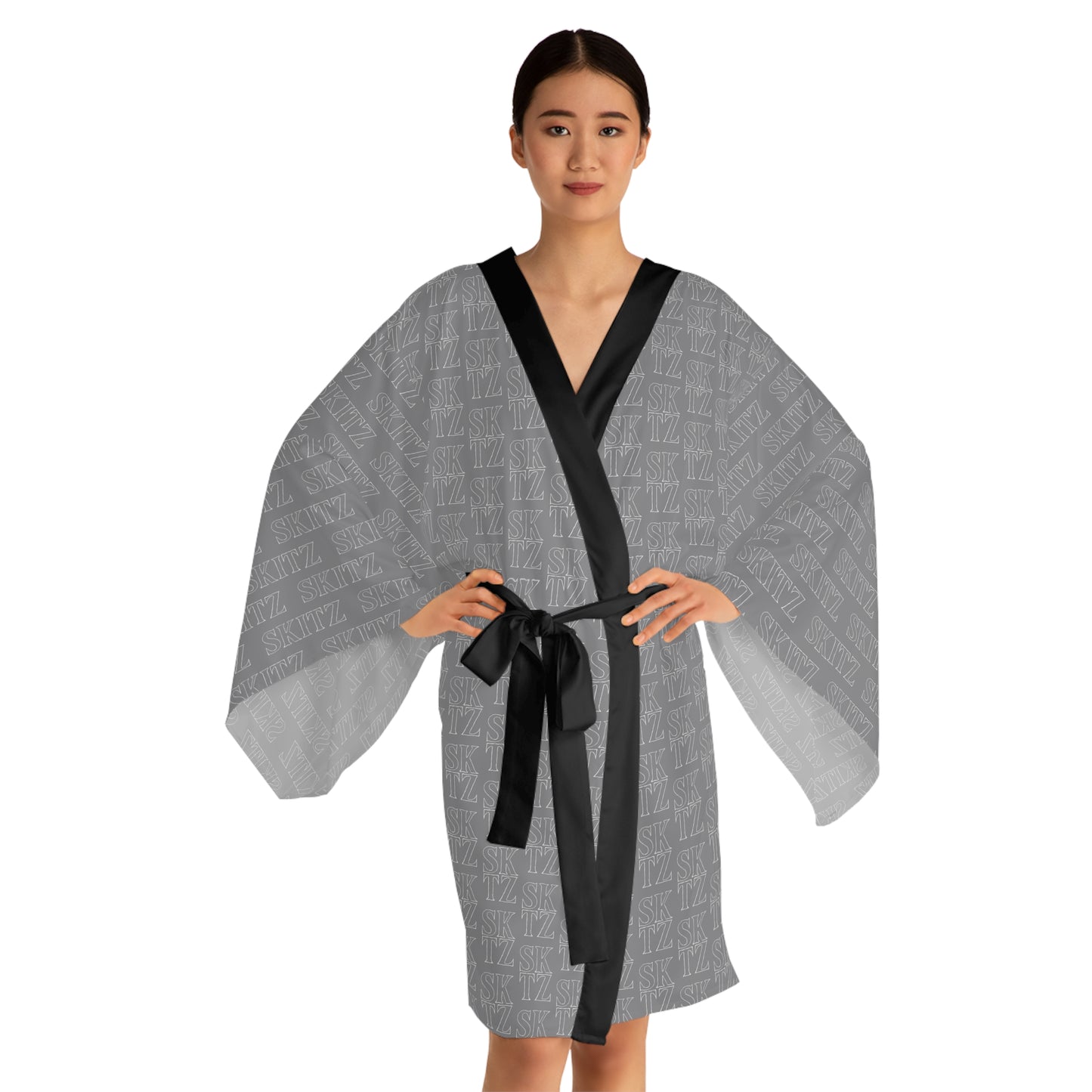 SKITZ Kimono Robe - Silver/White